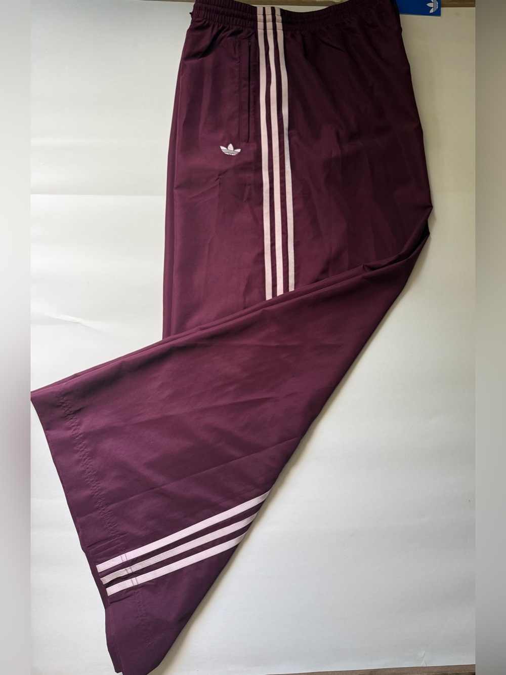 Adidas [M] Firebird Adilenium Wide Leg Track Pants Maroon/Sandy Pink KW3619 - Picture 3 of 11